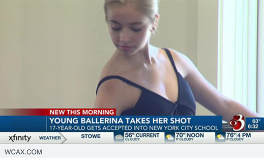 Young ballerina takes leap to New York City school (WCAX Interview with Anna Anderson of Ballet School of Vermont)